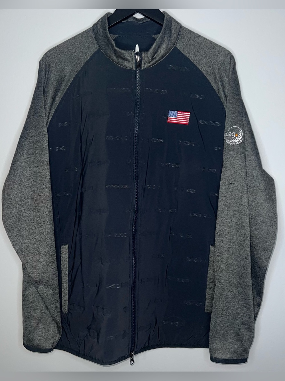 Johnnie-O Golf Whatley Mixed Media Jacket Mens XL Black Hoag Newport Beach USA